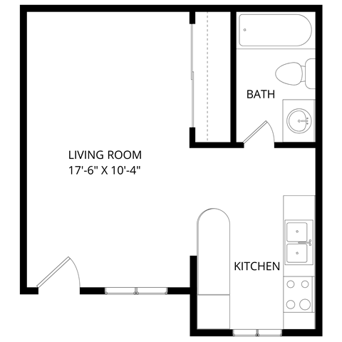 a floor plan of a small house with a bedroom and a living room